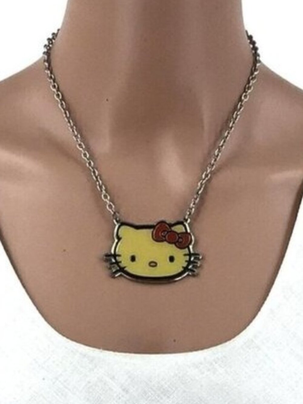 Sanro Hello Kitty Necklace Silver Tone Adjustable Length Women 18 inch - Picture 4 of 4